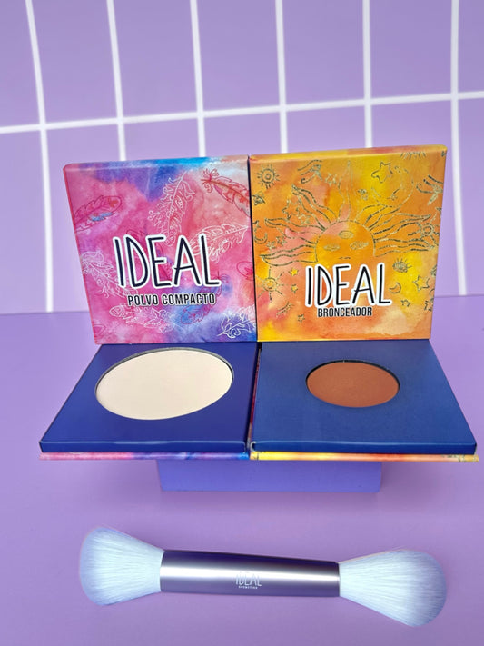 Kit Polvo + Bronzer + Brocha Doble
