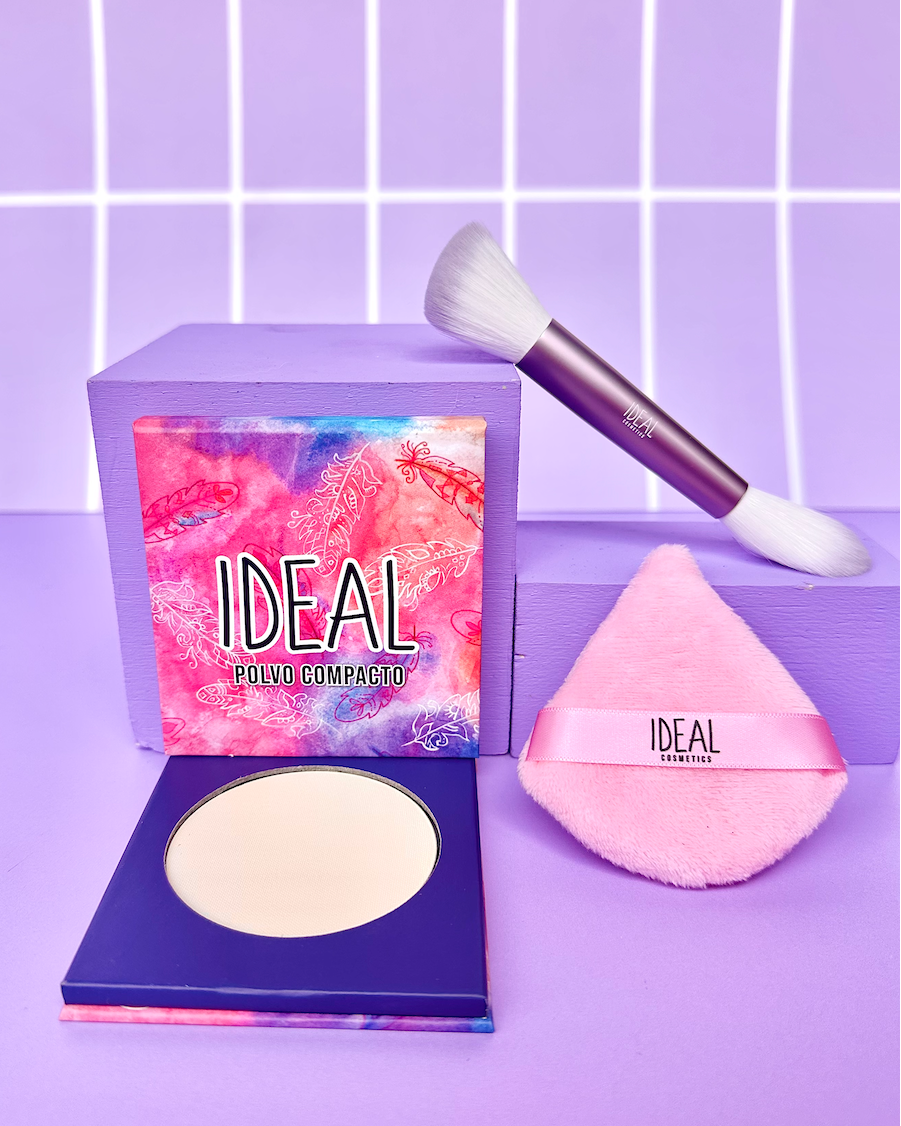 Kit Polvo + Puff + Brocha Doble