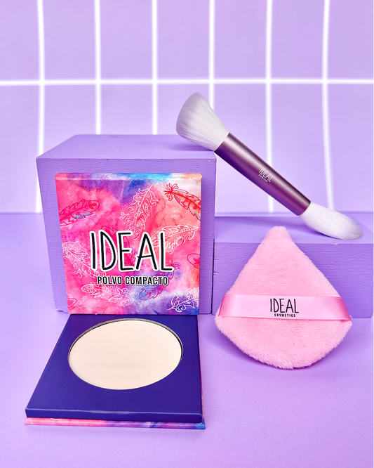 Kit Polvo + Puff + Brocha Doble