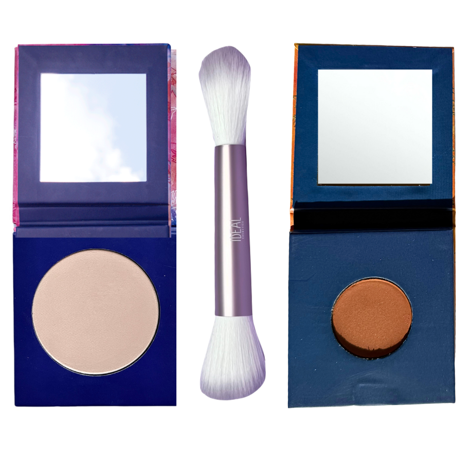 Kit Polvo + Bronceador + Brocha Doble