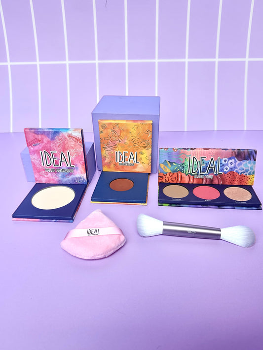 Kit Polvo Traslúcido, Blush Trio, Bronzer, Puff y Brocha Doble