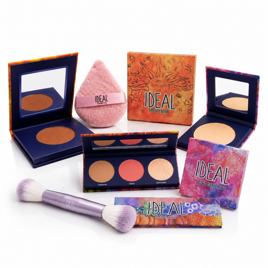 Kit Polvo + Blush Trio + Bronceador + Aplicadores