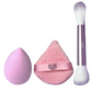 Kit Brocha Doble + Esponja + Puff