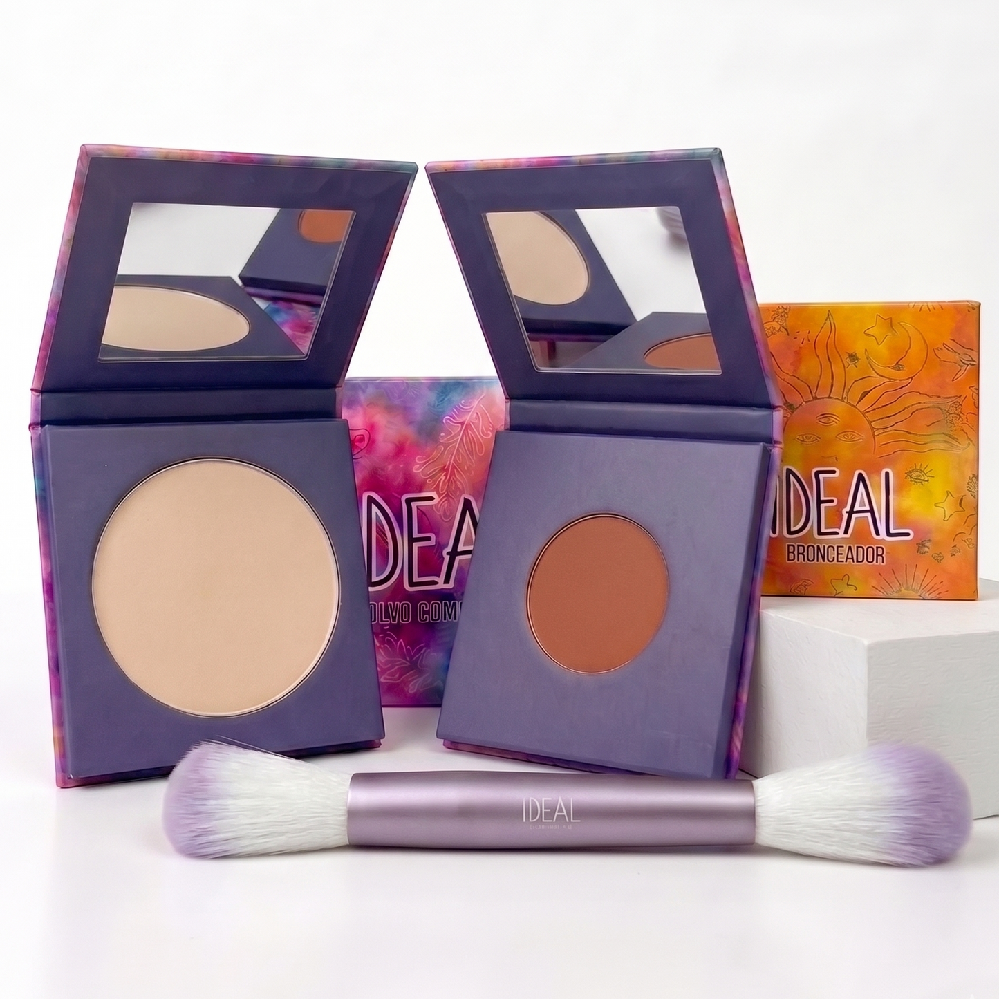 Kit Polvo + Bronceador + Brocha Doble