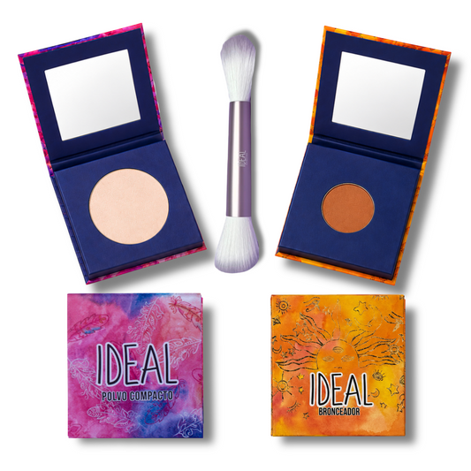 Kit Polvo + Bronceador + Brocha Doble